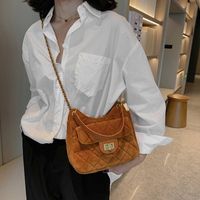Women's Small Velvet Solid Color Fashion Square Lock Clasp Chain Bag sku image 3
