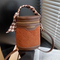Women's Small Pu Leather Color Block Vintage Style Bucket Zipper Bucket Bag main image 4