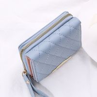 Women's Solid Color Lingge Pu Leather Zipper Wallets main image 4