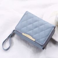 Women's Solid Color Lingge Pu Leather Zipper Wallets main image 3
