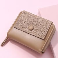 Women's Solid Color Flower Pu Leather Zipper Buckle Coin Purses main image 5