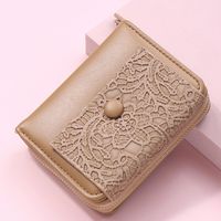 Women's Solid Color Flower Pu Leather Zipper Buckle Coin Purses sku image 5