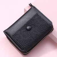 Women's Solid Color Flower Pu Leather Zipper Buckle Coin Purses sku image 3