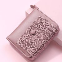 Women's Solid Color Flower Pu Leather Zipper Buckle Coin Purses sku image 4