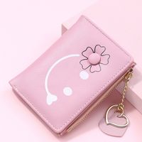 Women's Solid Color Flower Pu Leather Zipper Buckle Coin Purses main image 3