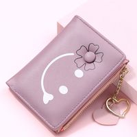 Women's Solid Color Flower Pu Leather Zipper Buckle Coin Purses sku image 1