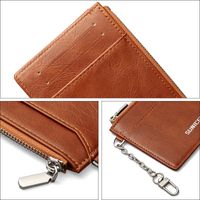 Men's Solid Color Pu Leather Zipper Card Holders main image 3