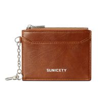 Men's Solid Color Pu Leather Zipper Card Holders main image 4