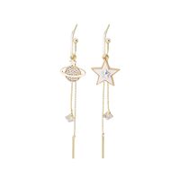 Fashion Star Planet Alloy Asymmetrical Tassel Rhinestones Women's Dangling Earrings 1 Pair main image 2