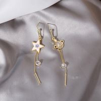 Fashion Star Planet Alloy Asymmetrical Tassel Rhinestones Women's Dangling Earrings 1 Pair main image 4