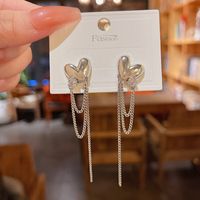 Fashion Tassel Heart Shape Copper Drop Earrings Inlaid Zircon Copper Earrings 1 Pair main image 5