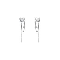 Fashion Tassel Heart Shape Copper Drop Earrings Inlaid Zircon Copper Earrings 1 Pair main image 3