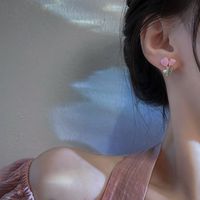 Sweet Flower Alloy Enamel Artificial Pearls Women's Ear Studs 1 Pair main image 3
