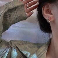 Sweet Flower Alloy Enamel Artificial Pearls Women's Ear Studs 1 Pair main image 2