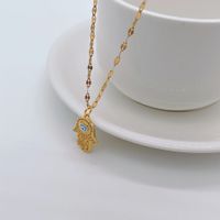 Fashion Palm Titanium Steel Pendant Necklace Inlay Zircon Stainless Steel Necklaces 1 Piece main image 3