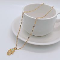 Fashion Palm Titanium Steel Pendant Necklace Inlay Zircon Stainless Steel Necklaces 1 Piece main image 2