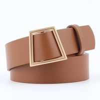 Fashion Woman Leather Metal Trapezoidal Buckle Belt Strap For Dress Jeans Nhpo134104 sku image 11