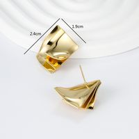 Fashion Square Copper Irregular Gold Plated Ear Studs 1 Pair main image 2
