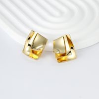 Fashion Square Copper Irregular Gold Plated Ear Studs 1 Pair main image 6