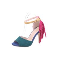 Women's Vintage Style Color Block Open Toe Ankle Strap Sandals main image 4