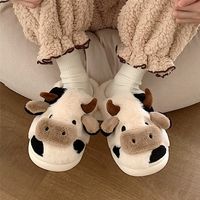 Women's Fashion Cows Round Toe Cotton Slippers main image 5