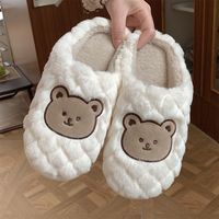 Women's Fashion Bear Round Toe Cotton Slippers sku image 3