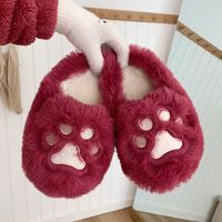 Women's Fashion Cat's Paw Round Toe Cotton Slippers sku image 8