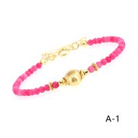 Ethnic Style Round Beaded Knitting Natural Stone Bracelets 1 Piece sku image 1