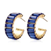 Fashion C Shape Diamond Alloy Artificial Gemstones Earrings sku image 19