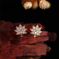 1 Pair Simple Style Shiny Maple Leaf Inlay Copper Zircon Ear Studs main image 3