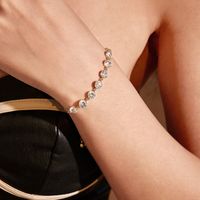 Simple Style Geometric Round Copper Gold Plated Zircon Bracelets 1 Piece main image 1