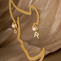 Fashion Letter Copper Gold Plated Pearl Earrings 1 Pair main image 6