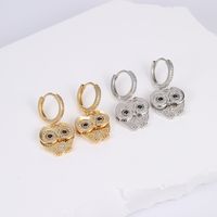 Fashion Owl Copper Gold Plated Zircon Drop Earrings 1 Pair main image 1