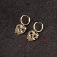 Fashion Owl Copper Gold Plated Zircon Drop Earrings 1 Pair main image 6