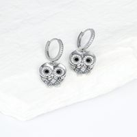 Fashion Owl Copper Gold Plated Zircon Drop Earrings 1 Pair main image 4