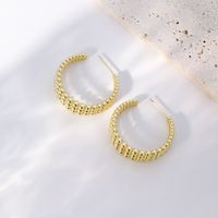 1 Pair Simple Style C Shape Beaded Gold Plated Copper Gold Plated Ear Studs main image 5