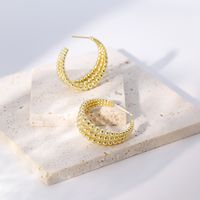 1 Pair Simple Style C Shape Beaded Gold Plated Copper Gold Plated Ear Studs main image 6