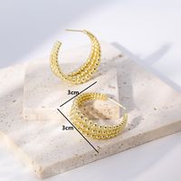 1 Pair Simple Style C Shape Beaded Gold Plated Copper Gold Plated Ear Studs sku image 2