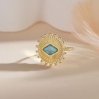 Vintage Style Sun Stainless Steel Open Ring Plating Turquoise Stainless Steel Rings 1 Piece main image 2