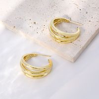 1 Pair Simple Style C Shape Beaded Gold Plated Copper Gold Plated Ear Studs main image 3