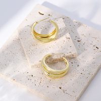 1 Pair Simple Style C Shape Beaded Gold Plated Copper Gold Plated Ear Studs main image 2