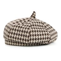 Women's Simple Style Houndstooth Stripe Eaveless Beret Hat main image 4
