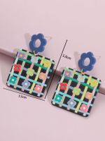 Simple Style Lattice Flower Synthetic Resin Hollow Out Drop Earrings main image 2