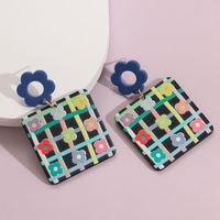 Simple Style Lattice Flower Synthetic Resin Hollow Out Drop Earrings main image 6