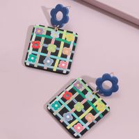 Simple Style Lattice Flower Synthetic Resin Hollow Out Drop Earrings main image 1