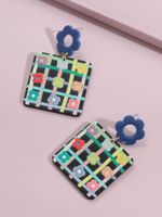 Simple Style Lattice Flower Synthetic Resin Hollow Out Drop Earrings main image 5