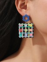 Simple Style Lattice Flower Synthetic Resin Hollow Out Drop Earrings main image 8