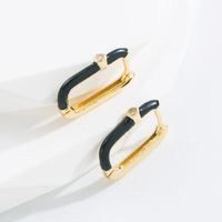 Fashion Rectangle Copper Earrings Enamel Zircon Copper Earrings main image 4