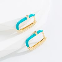 Fashion Rectangle Copper Earrings Enamel Zircon Copper Earrings sku image 3