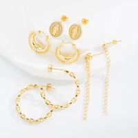 Fashion C Shape O-shape Tassel Inlay Copper Zircon Gold Plated Earrings main image 1